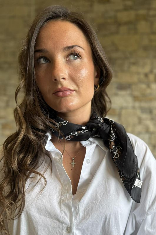 Buta Persian Silky Blend Square Scarf Black